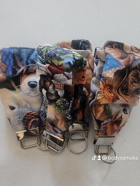 Floral & Dog Print Key Lanyard - Multicolor Keychain 4 For 25